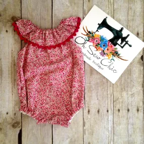 0-3 month Rose Floral Bubble Romper