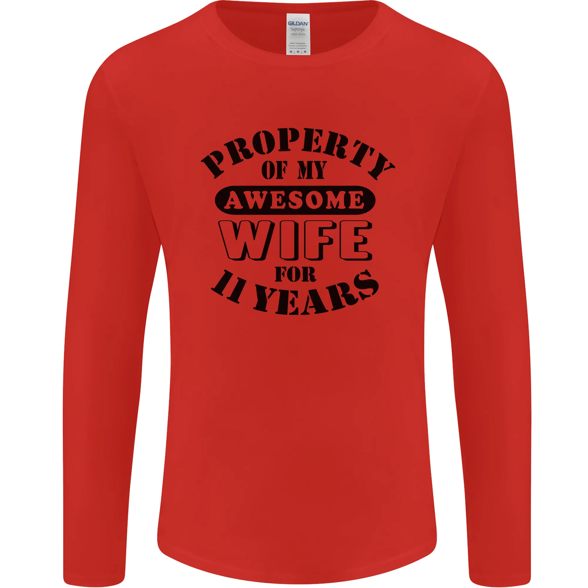 11th Wedding Anniversary 11 Year Funny Wife Mens Long Sleeve T-Shirt