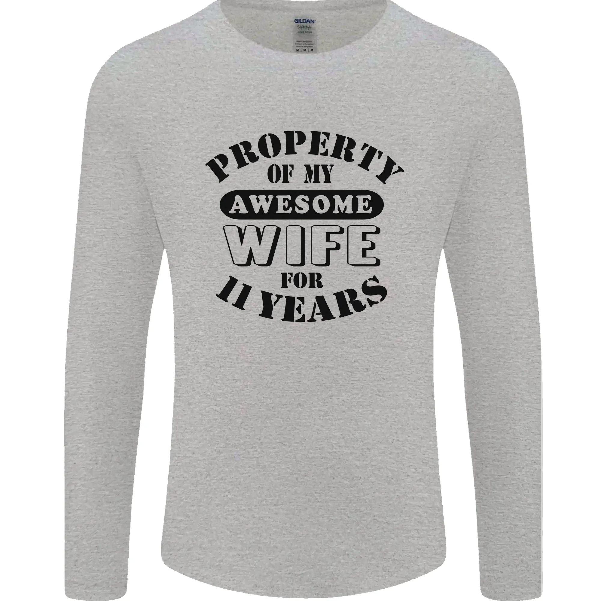 11th Wedding Anniversary 11 Year Funny Wife Mens Long Sleeve T-Shirt