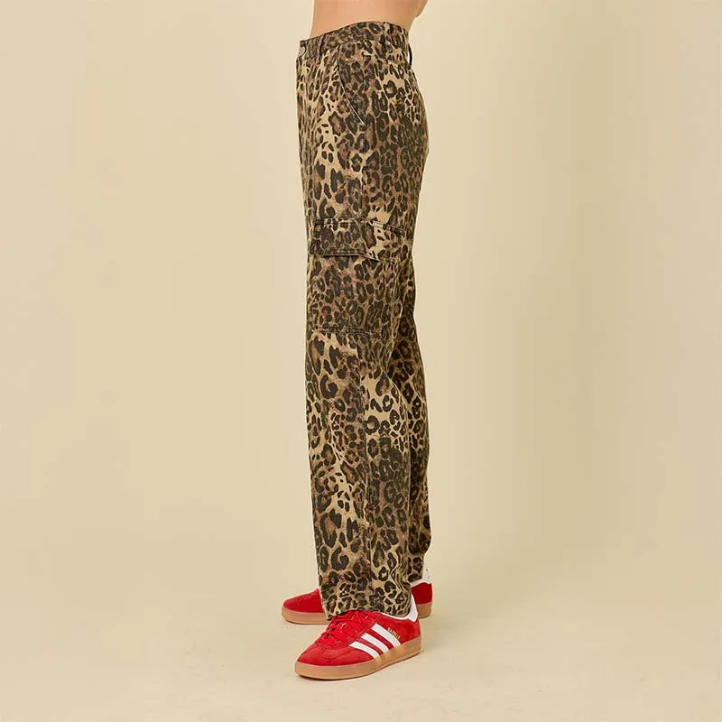 5 Pocket Leopard Denim Pants