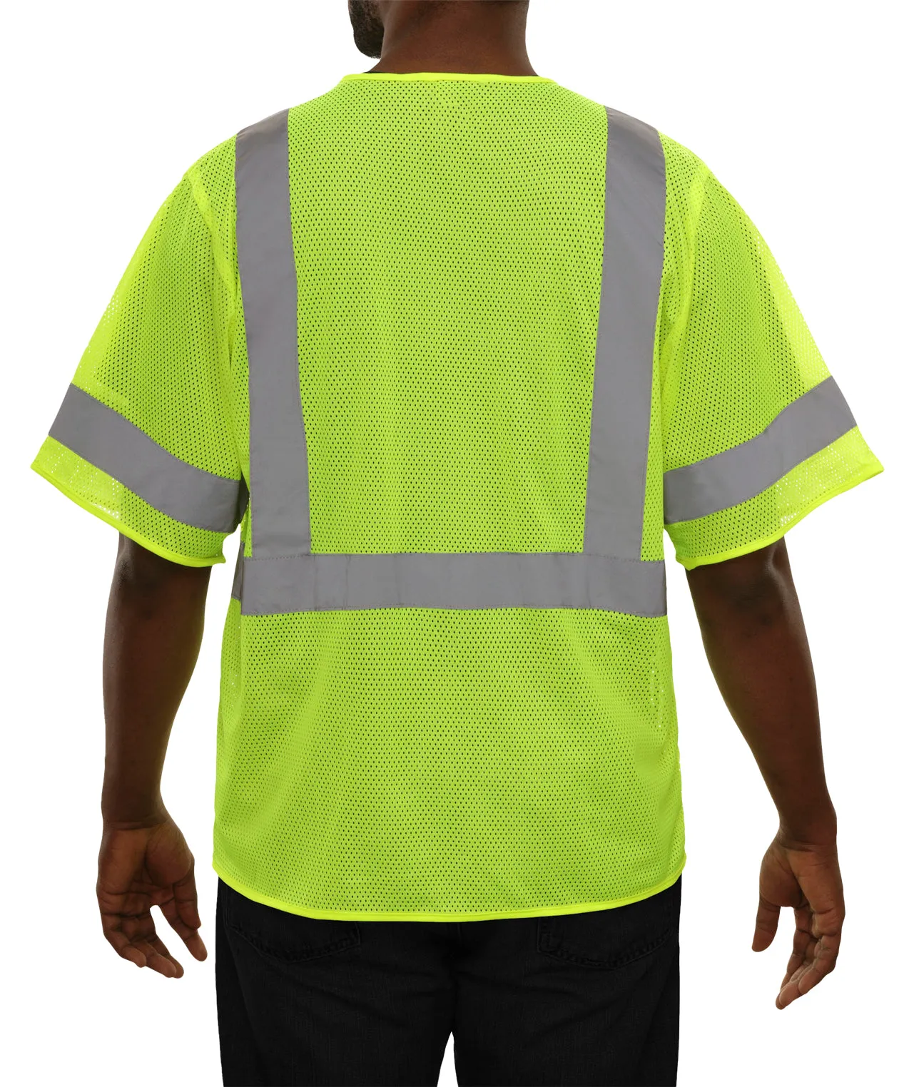 583ETLM Economy Safety Vest: Hi-Vis Vest: Pocketed Zip Mesh: ANSI 3