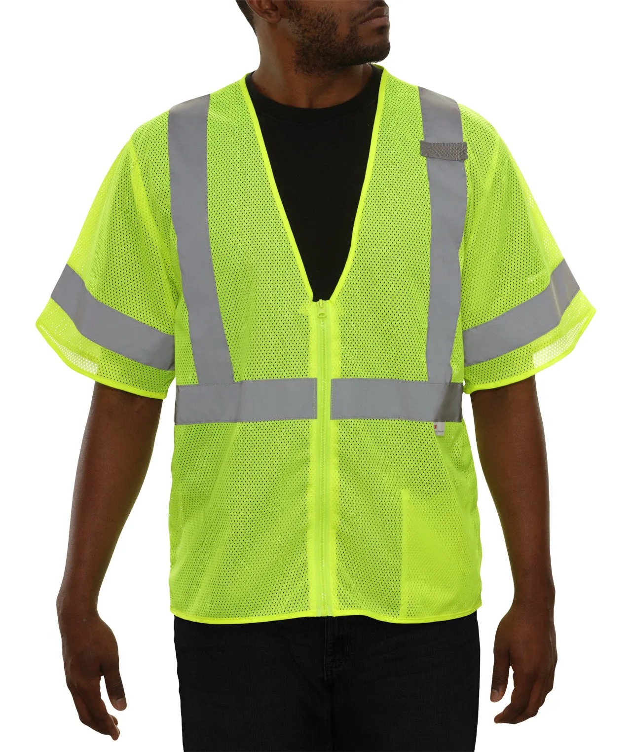 583ETLM Economy Safety Vest: Hi-Vis Vest: Pocketed Zip Mesh: ANSI 3