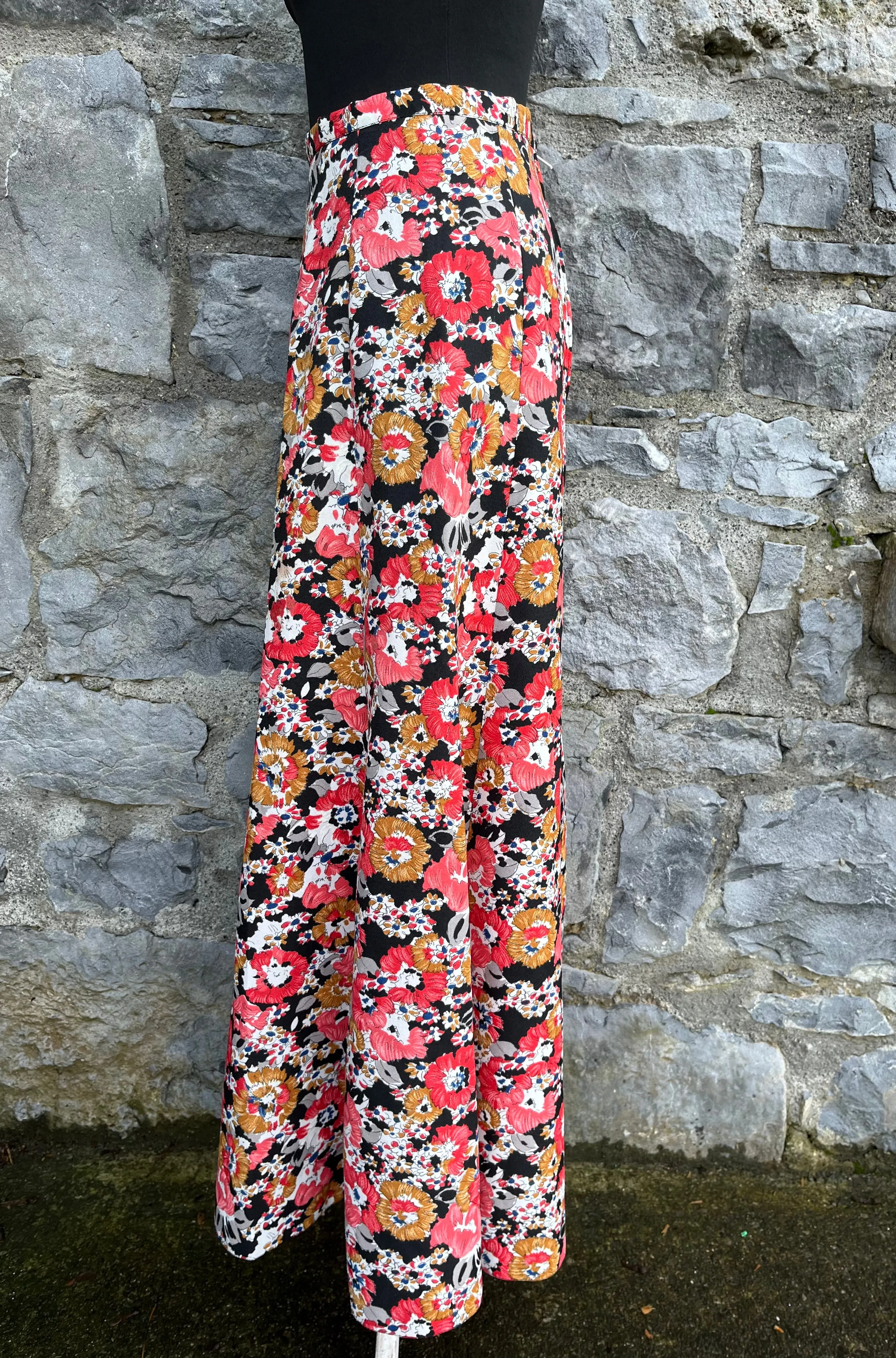 70s maxi floral skirt uk 6-8