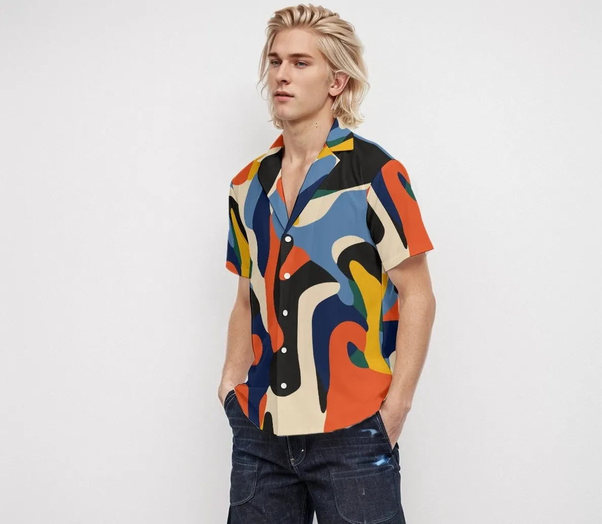 Abstract Shirt Men, Multicolor Shirt Men, 80s Style shirt, 90s Style Shirt, Abstract Art Shirt, 80s New Wave Shirt