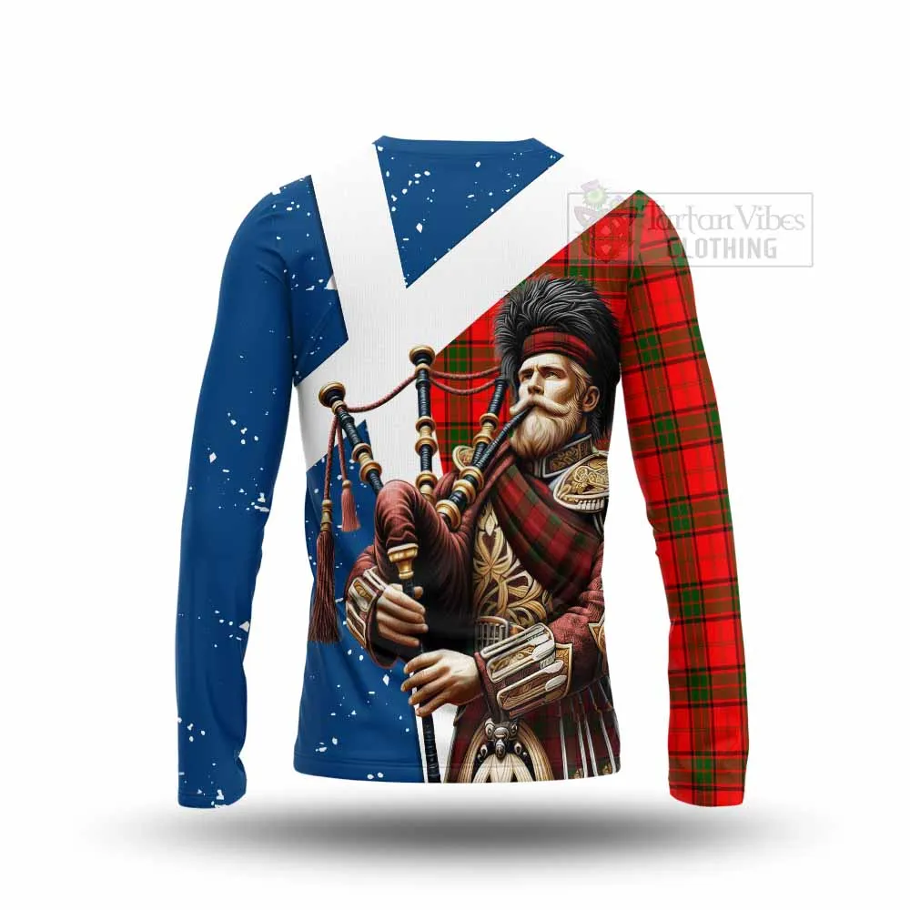 Adair Tartan Long Sleeve T-Shirt with Family Crest Scottish Bagpiper Vibes