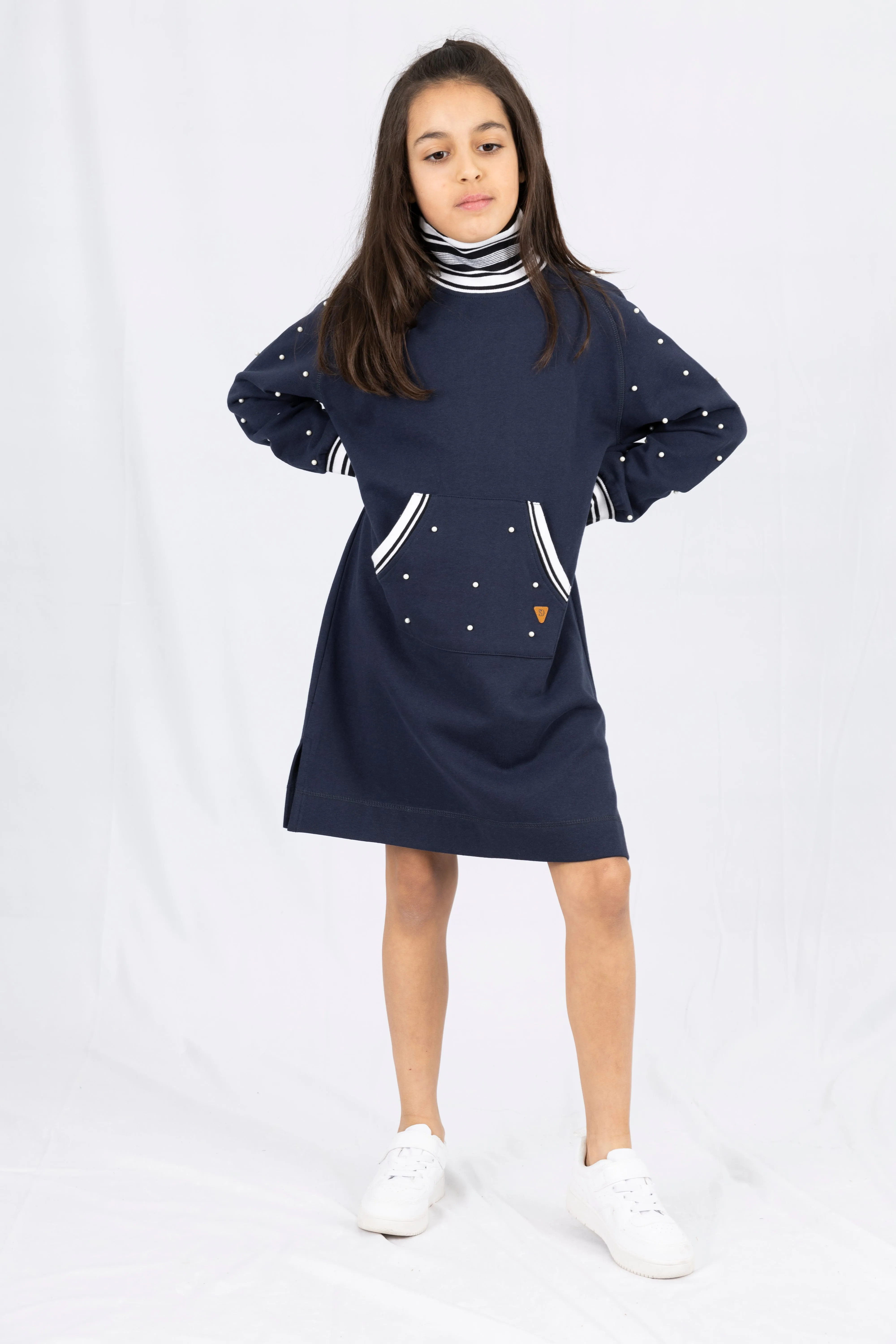 Adaptive Kids Classic Dress: Back Zipper, Front Cargo Pocket, Easy-Undressing Sleeves