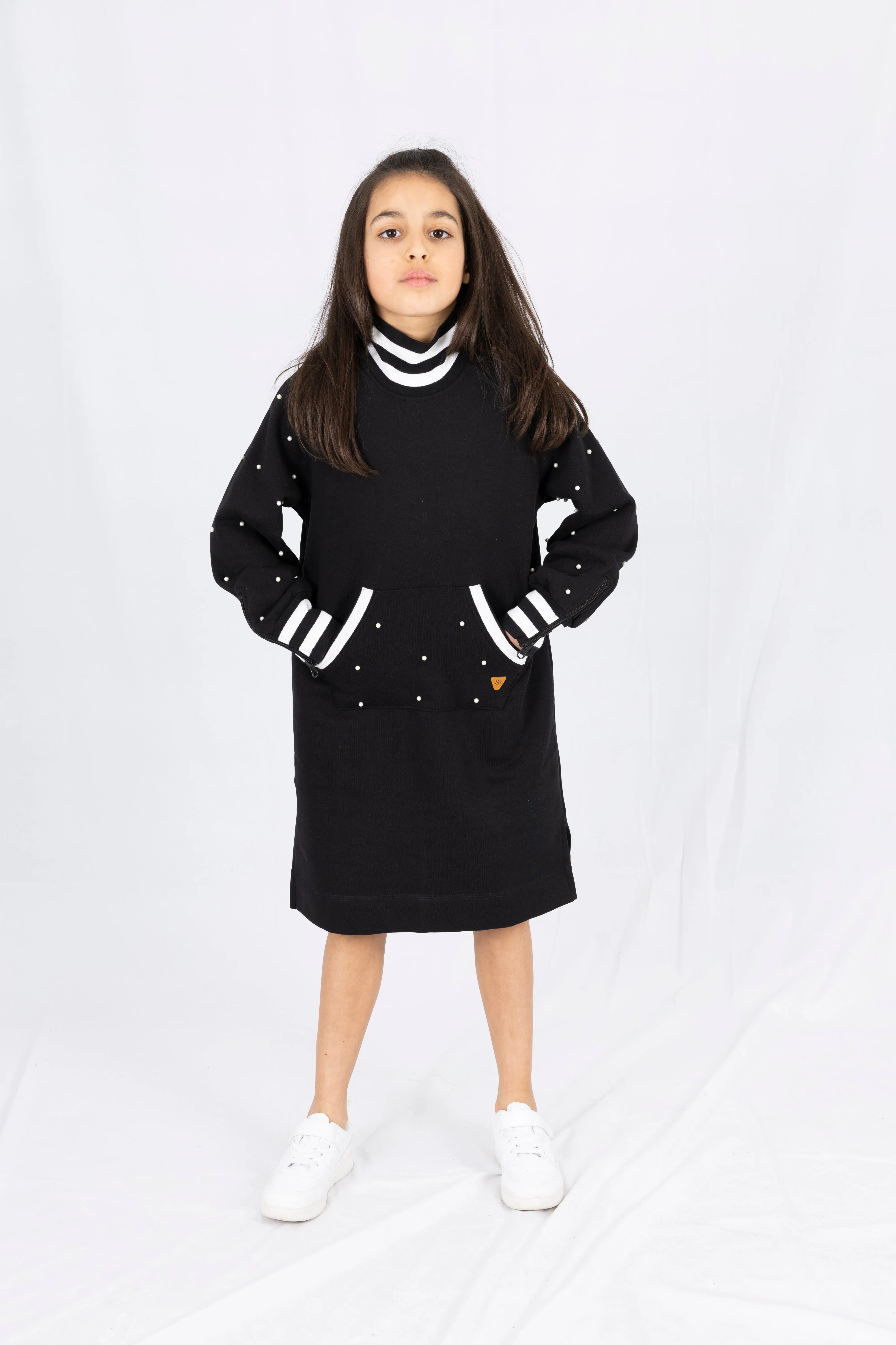 Adaptive Kids Classic Dress: Back Zipper, Front Cargo Pocket, Easy-Undressing Sleeves