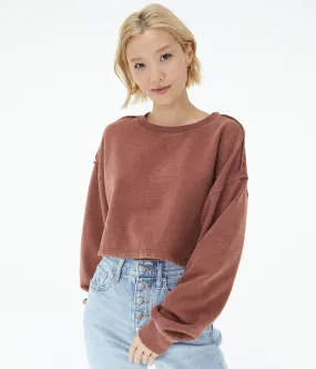 Aeropostale Solid Cropped Crew Sweatshirt***