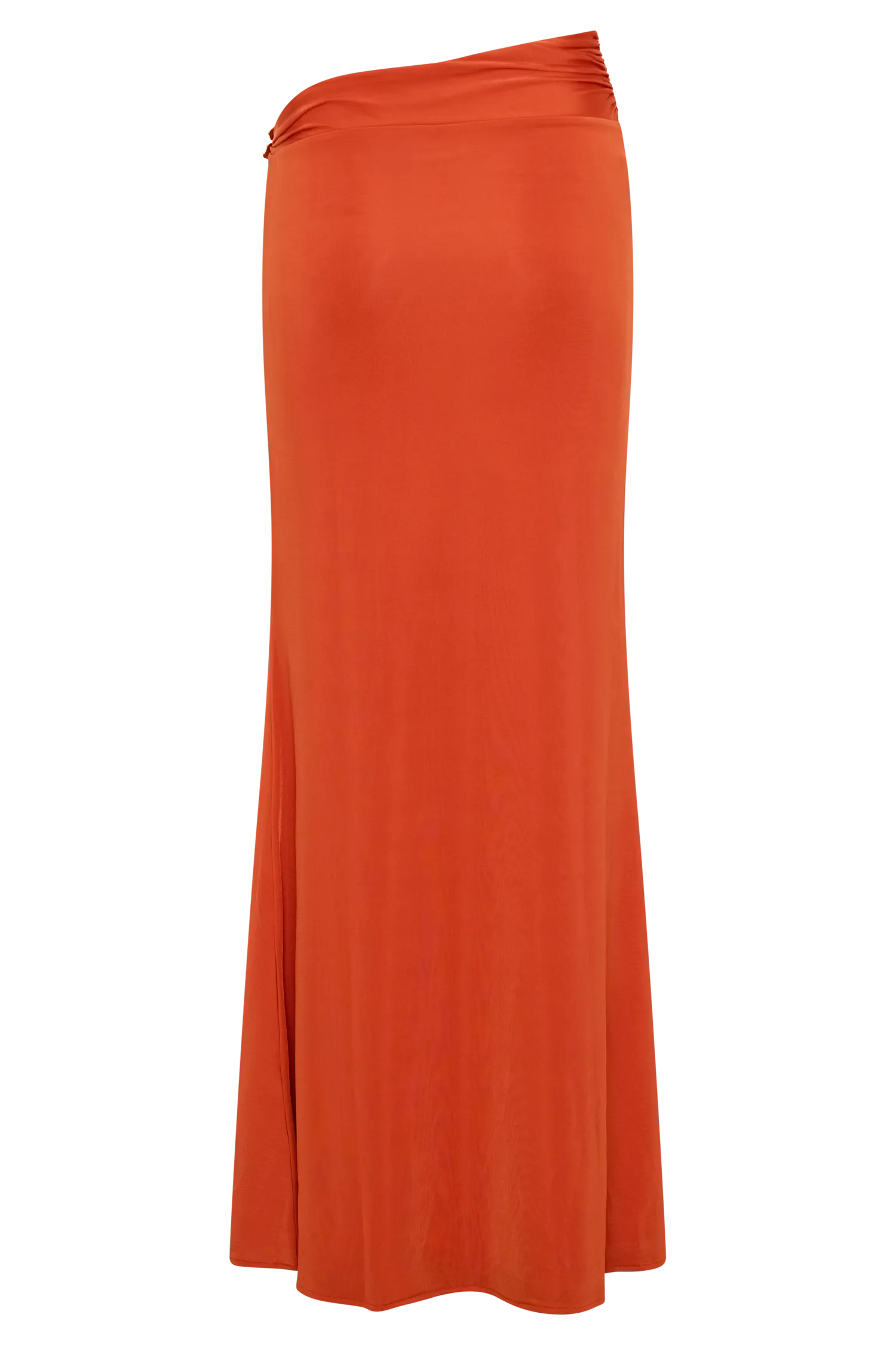 Ainsley Asymmetrical Maxi Skirt With Floral Hardware - Burnt Orange