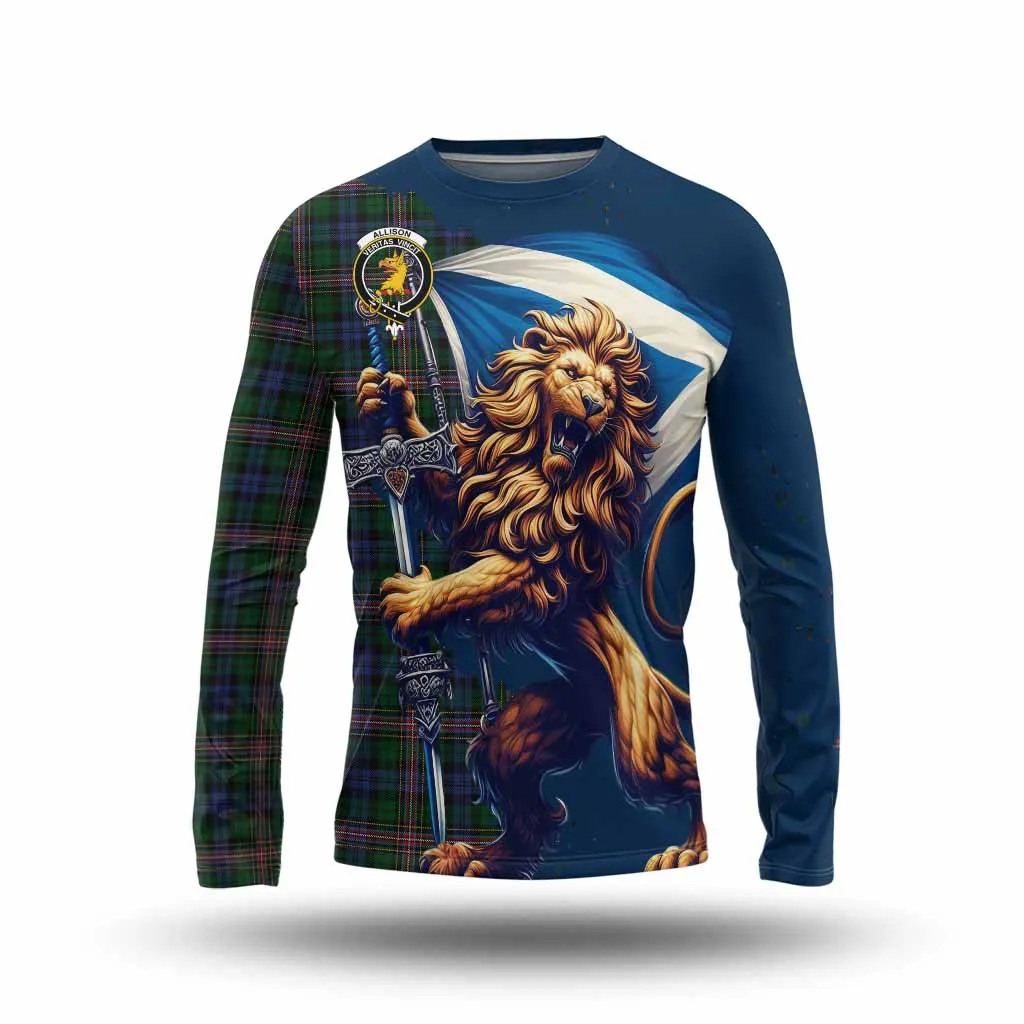 Allison Tartan Family Crest Long Sleeve T-Shirt with Scottish Majestic Lion