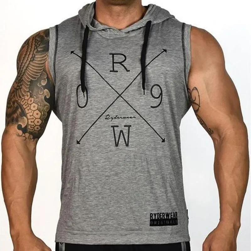 Alphabet Hooded Fitness Casual Fashion Vest Men