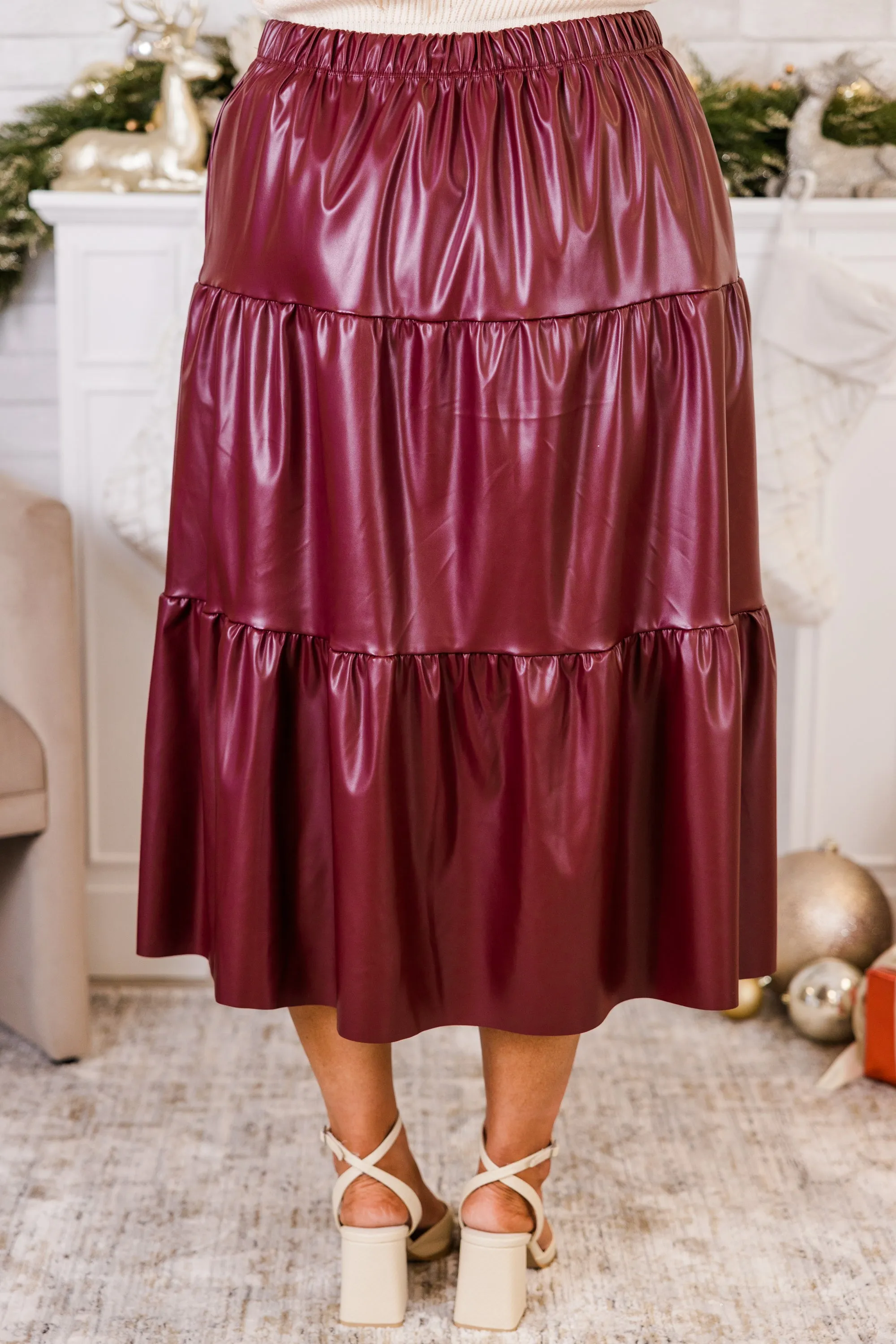 Always and For Leather Skirt, Burgundy