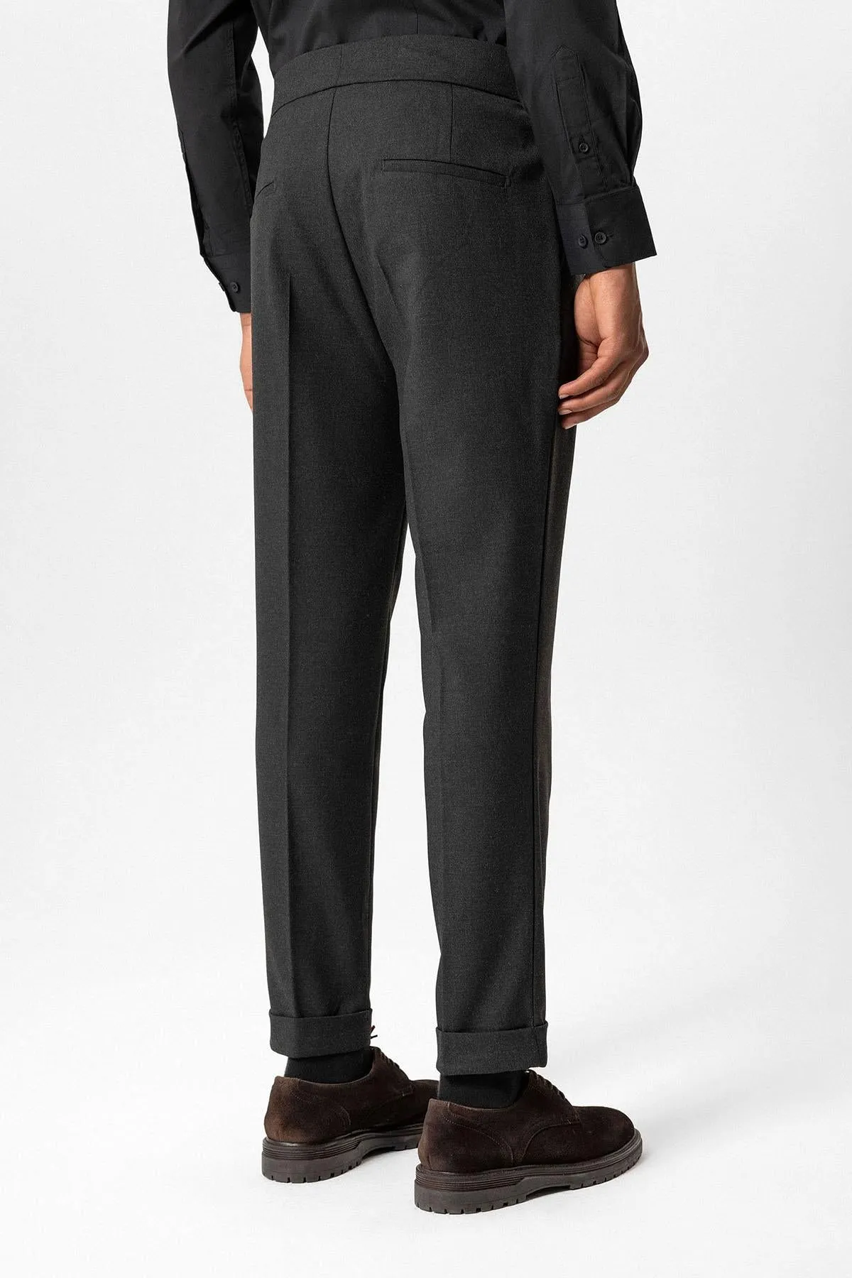 Anthracite High-Waisted Pleated Technical Men's Trousers - Wessi