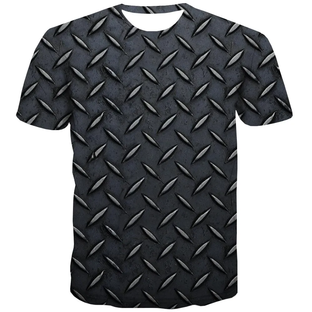 Anti-slip metal texture manhole cover shirts t shirt 3D special texture different art costume men Cool