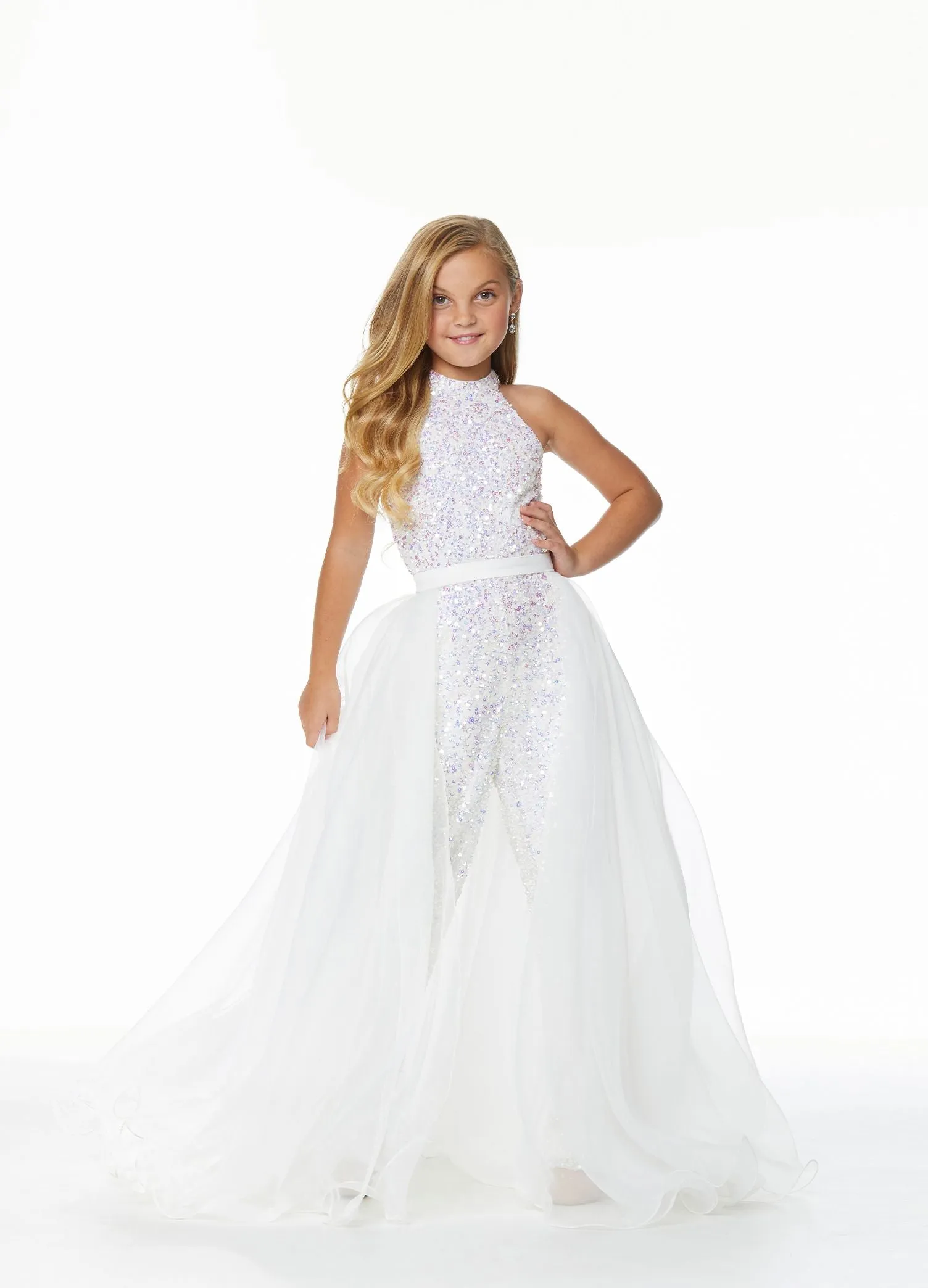 Ashley Lauren 8067 Size 12 Jade Kids Organza Overskirt with Wire Hem Fun Fashion Pageant Girls