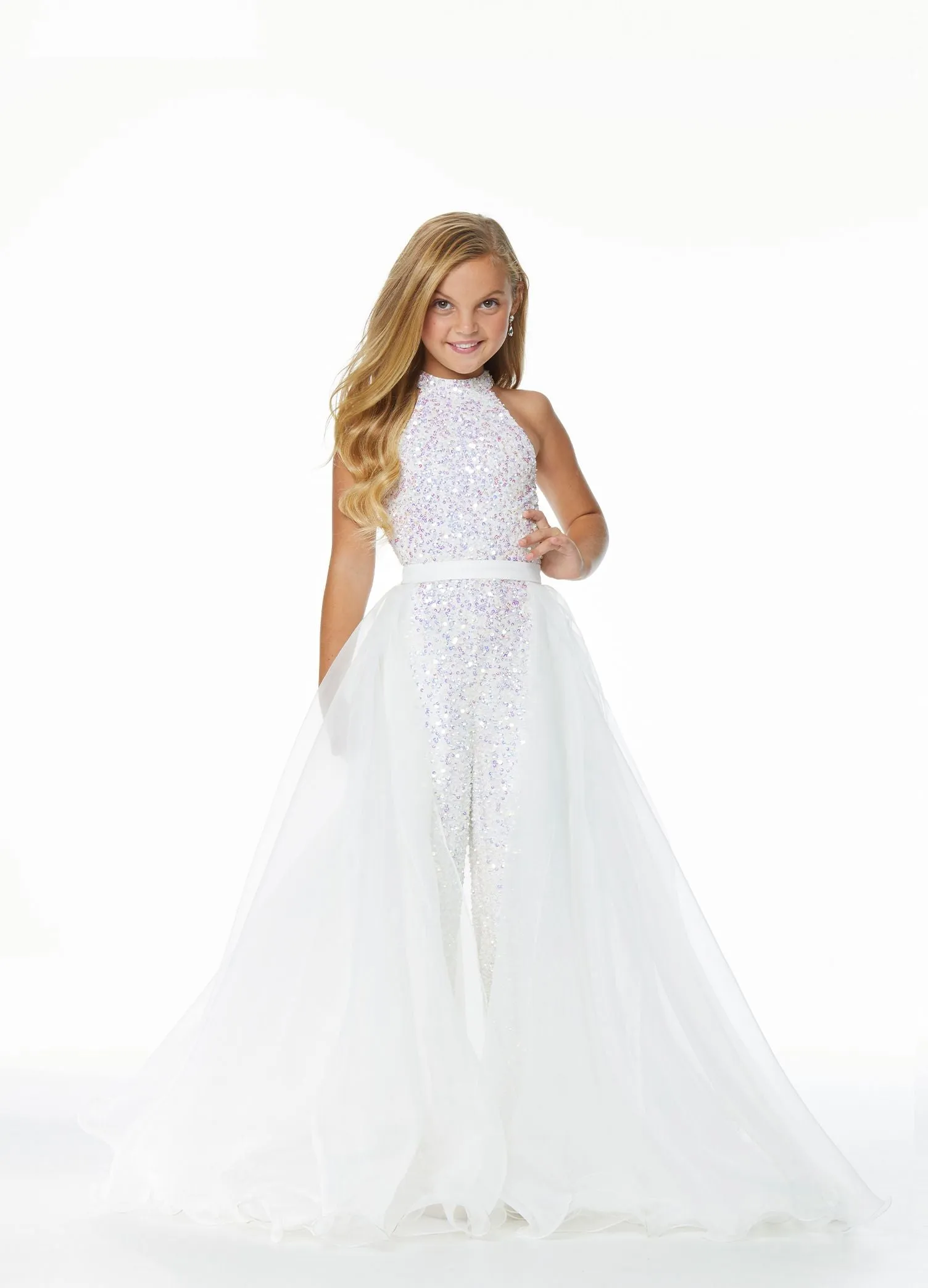 Ashley Lauren 8067 Size 12 Jade Kids Organza Overskirt with Wire Hem Fun Fashion Pageant Girls