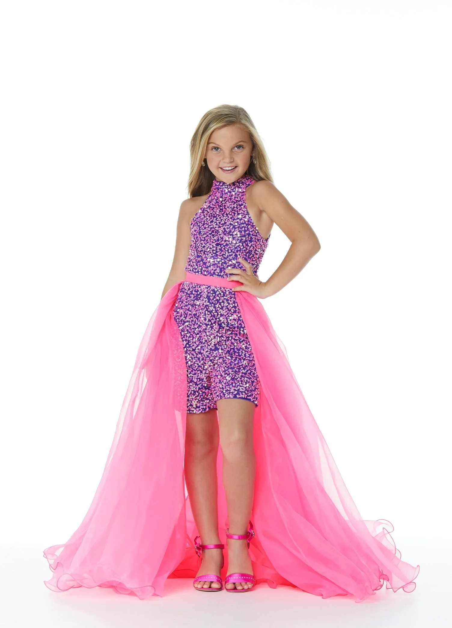 Ashley Lauren 8067 Size 12 Jade Kids Organza Overskirt with Wire Hem Fun Fashion Pageant Girls