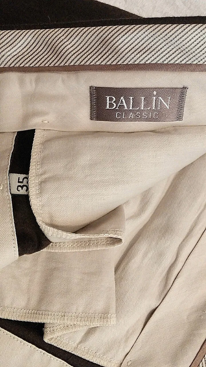 Ballin 'Comfort-EZ'- Brown Flannel Wool-Plain Front Dress Trousers- size 36x30