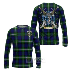 Bannerman Tartan Long Sleeve T-Shirt with Family Crest Celtic Skull Style