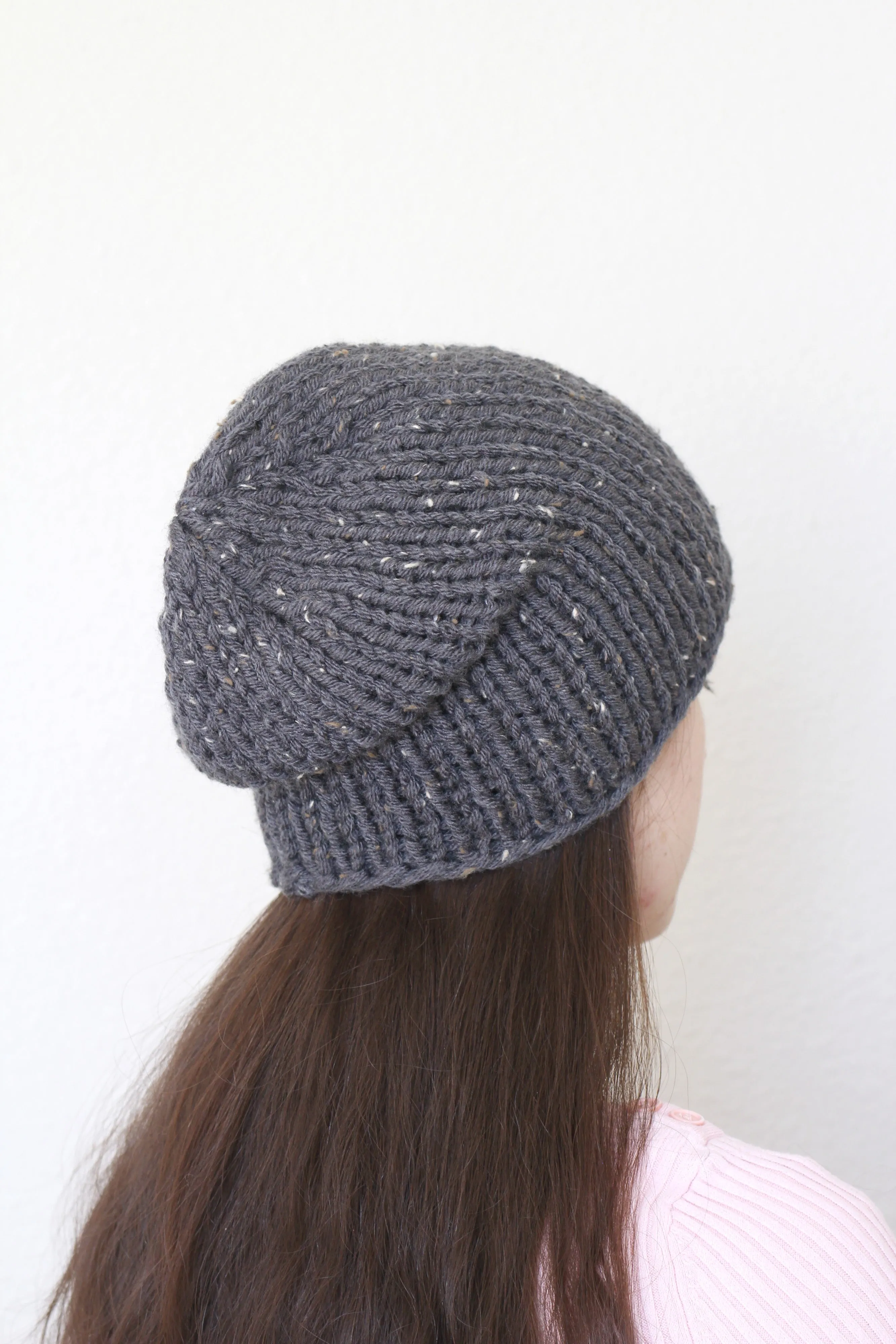 Beanie hat, knit hat, slouchy hat, knit beanie in dusty blue color