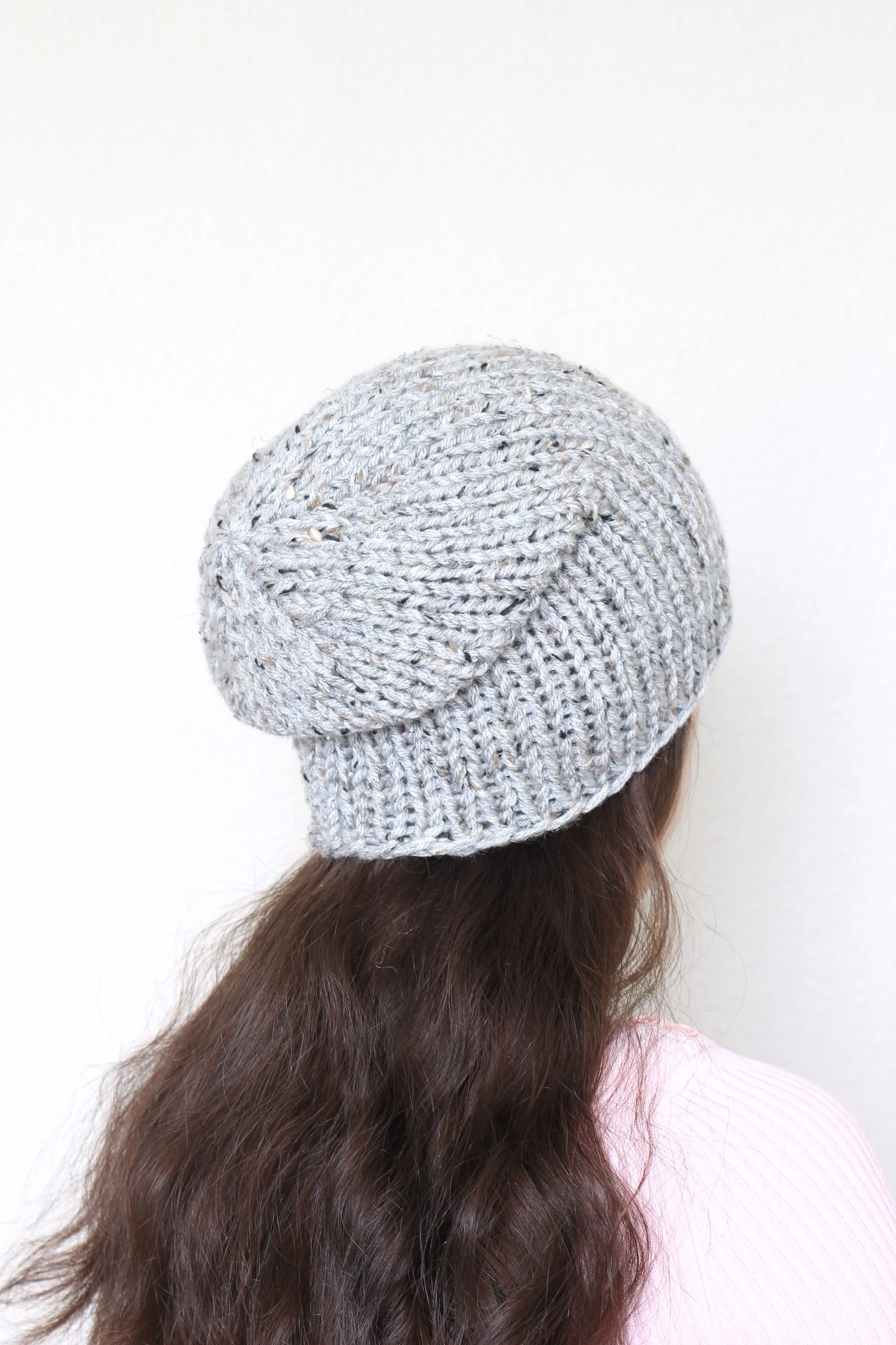 Beanie hat, knit hat, slouchy hat, knit beanie in dusty blue color