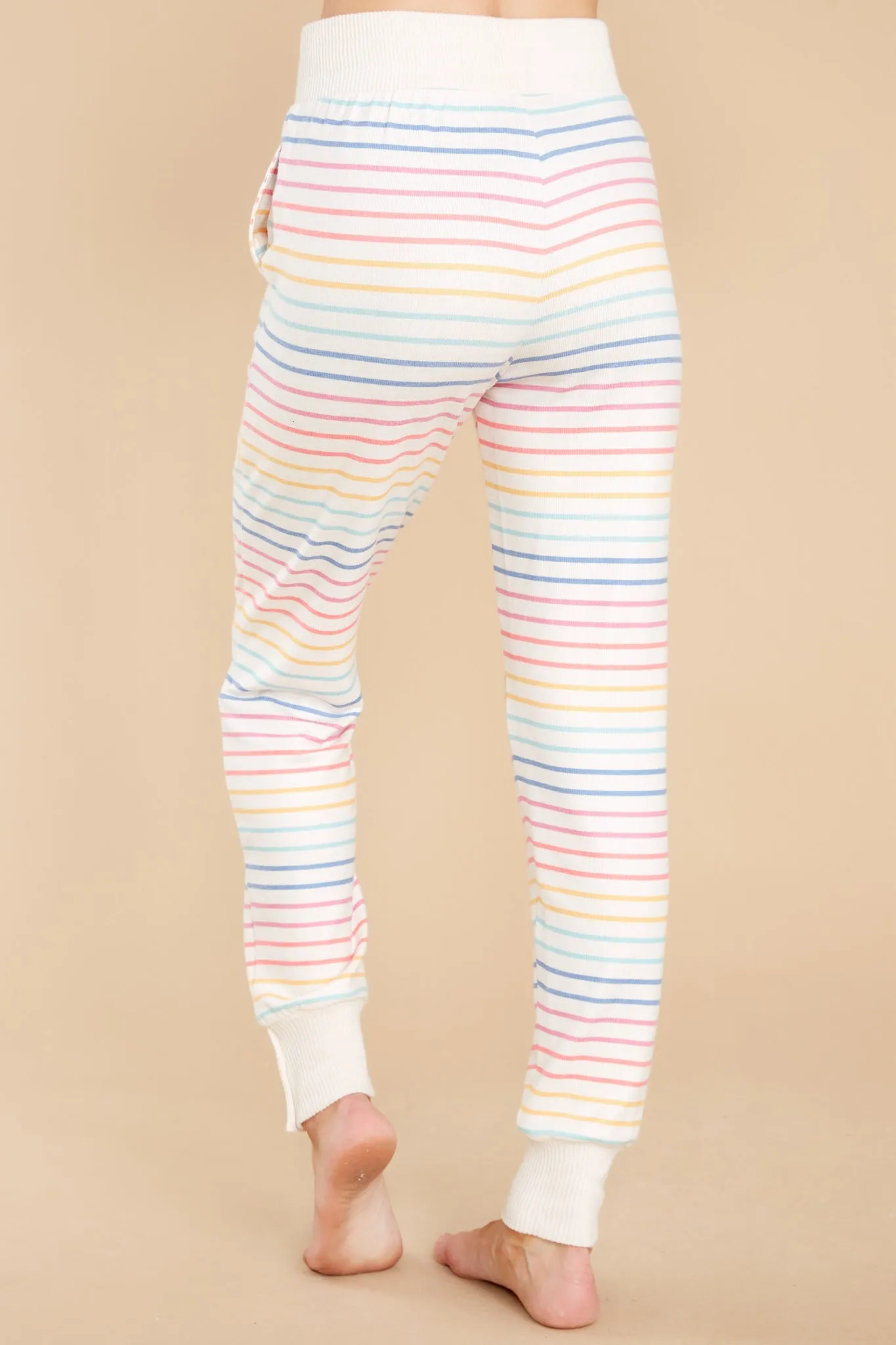 Beautiful Dreamer Ivory Multi Stripe Joggers