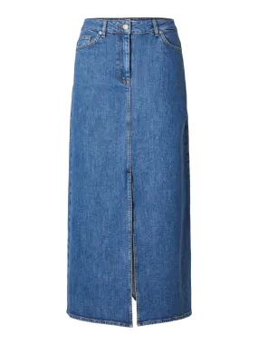 Bella Hw Maxi Skirt - Medium Blue Denim