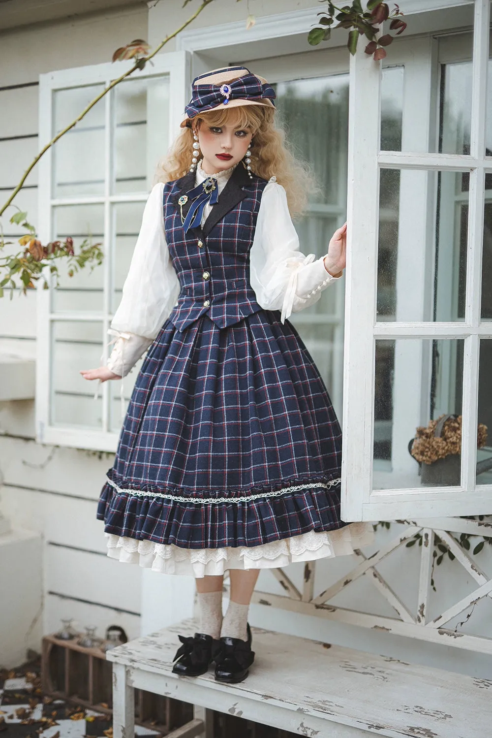 (BFM)Miss Point~Rose~Elegant Lolita Pliad Print Vest Customized