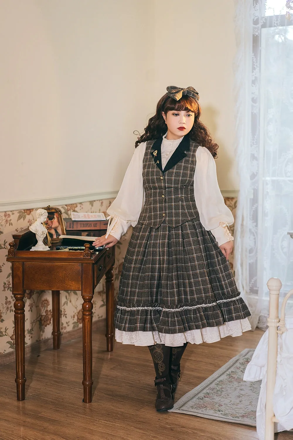 (BFM)Miss Point~Rose~Elegant Lolita Pliad Print Vest Customized