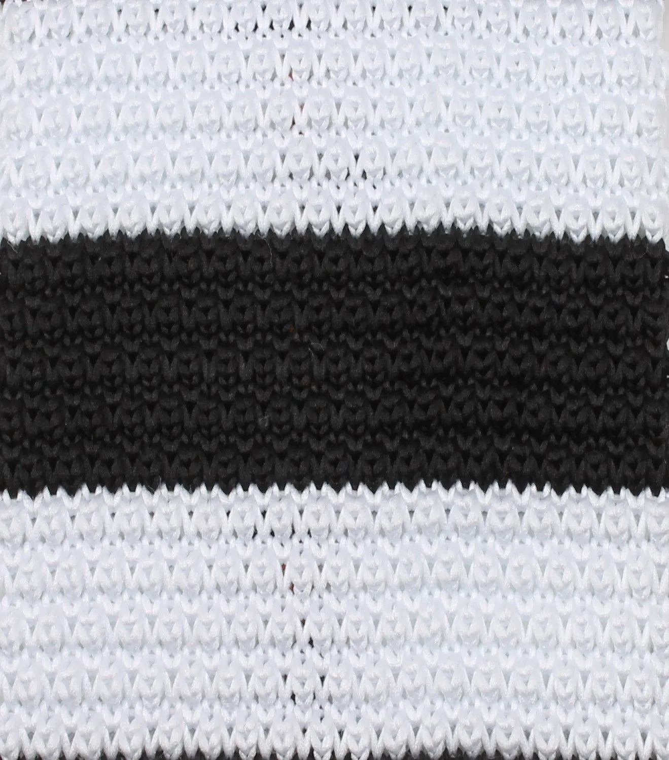 Black & White Thick Stripes Knitted Tie