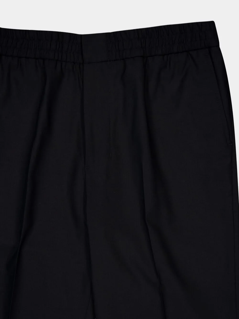 Black Wool Elasticated Waist Trousers