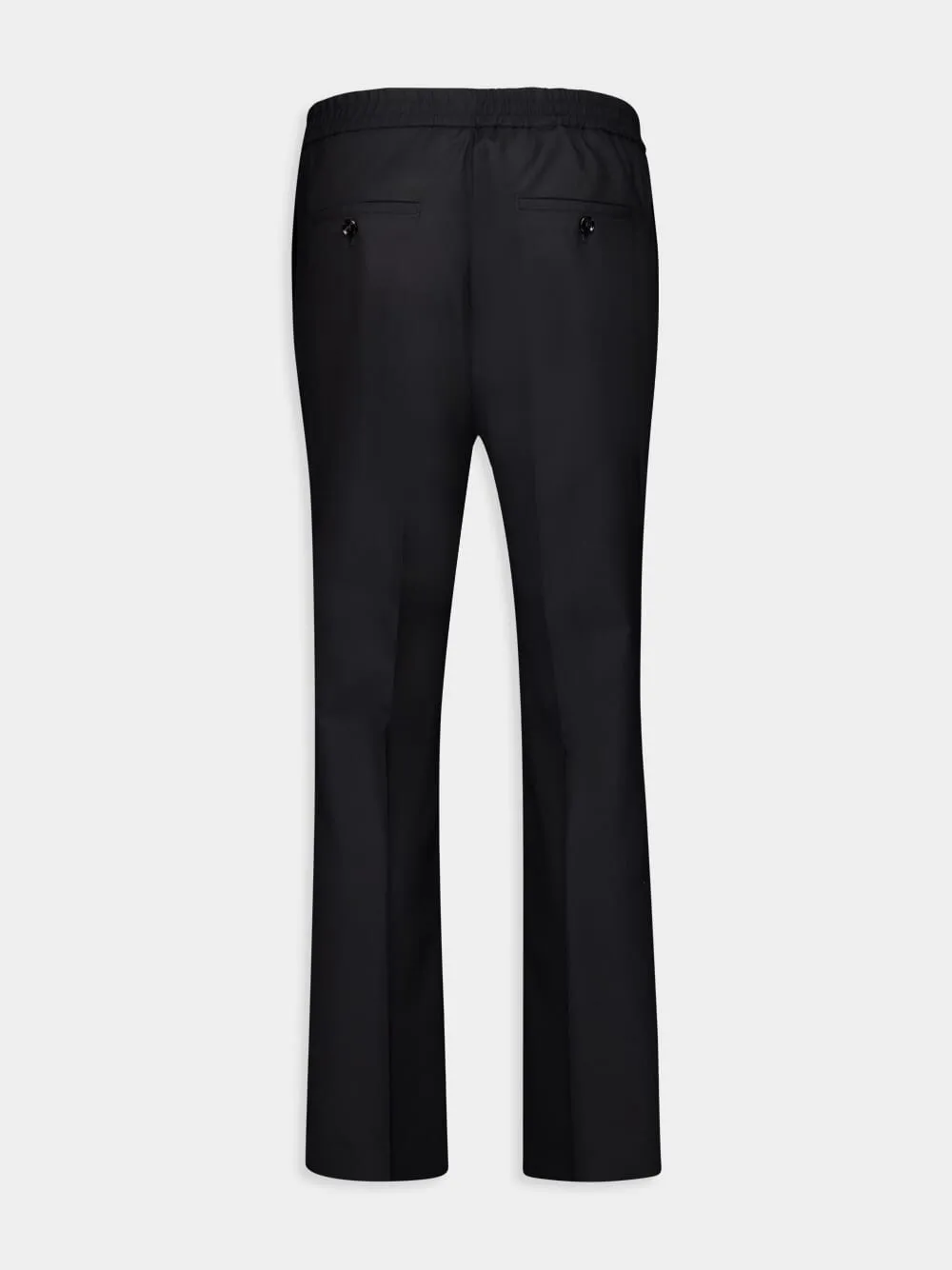 Black Wool Elasticated Waist Trousers