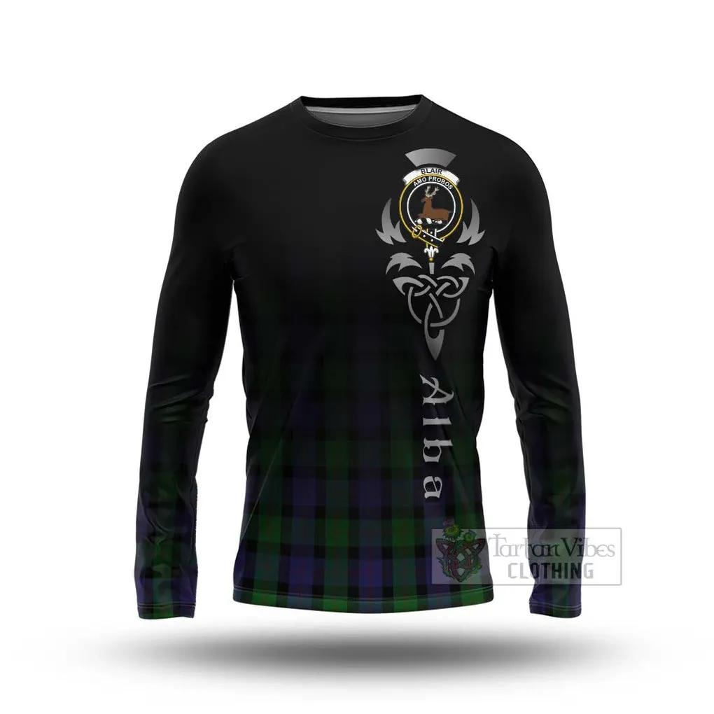 Blair Tartan Long Sleeve T-Shirt Featuring Alba Gu Brath Family Crest Celtic Inspired