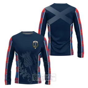 Blane Tartan Long Sleeve T-Shirt with Family Crest and Scottish Thistle Vibes Sport Style