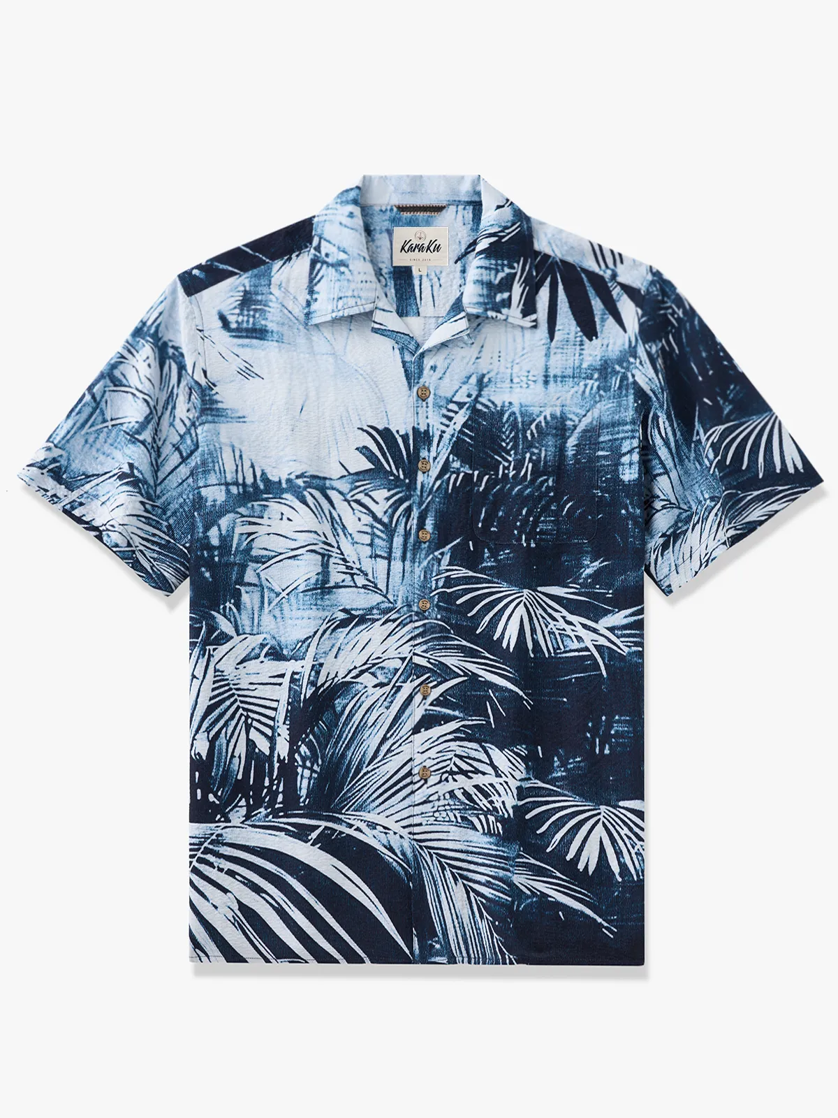 Blue Rainforest Elegance Seersucker Camp Shirt