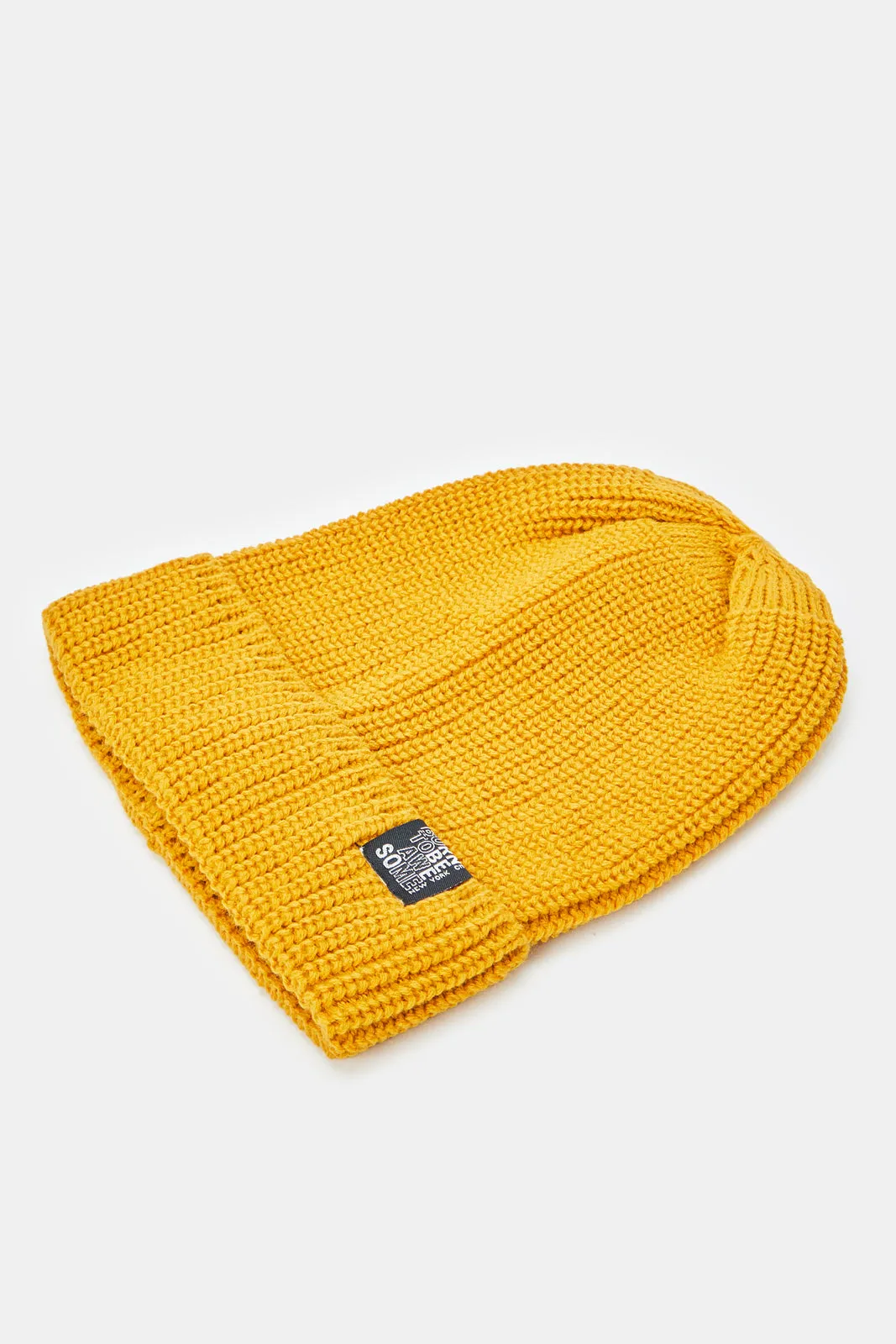 Boys Black And Yellow Knitted Cap Set (2 Piece)