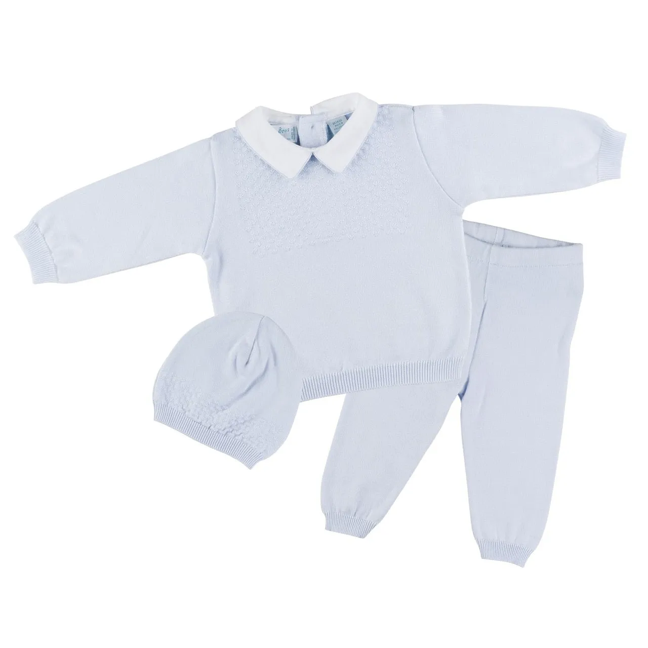 Boys Pique Collar Diamond Knit 2-Piece with Hat