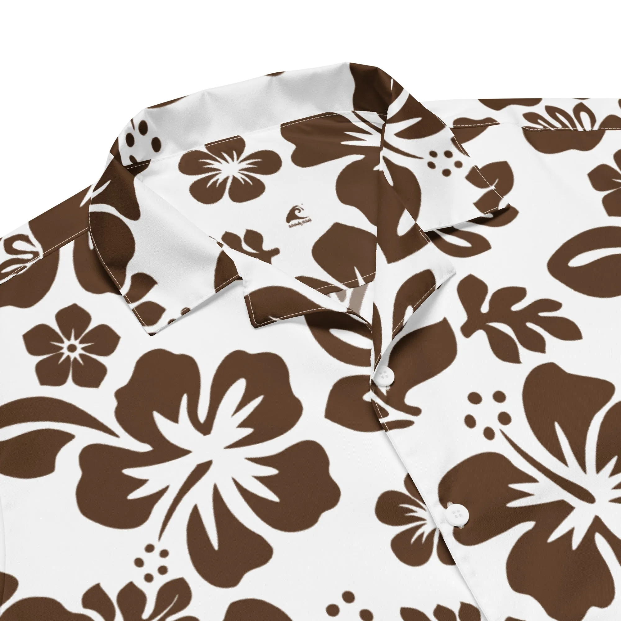 Brown and White Hawaiian Print Aloha Shirt