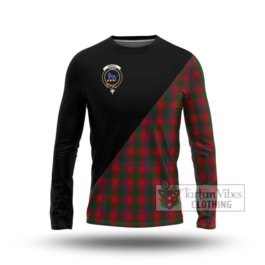 Bruce Old Tartan Long Sleeve T-Shirt with Family Crest and Military Logo Style