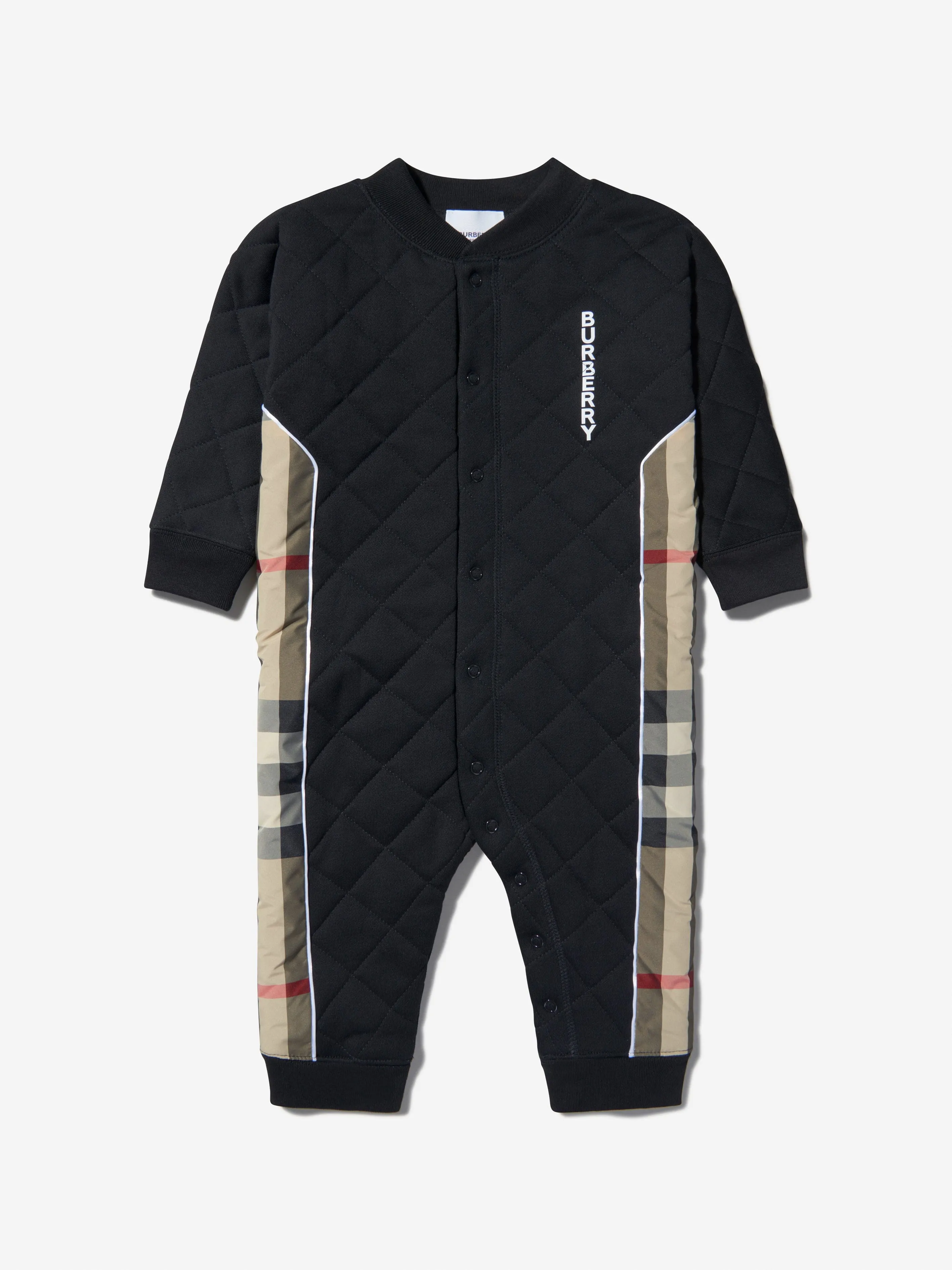 Burberry Baby Unisex Cotton Check Trim Romper