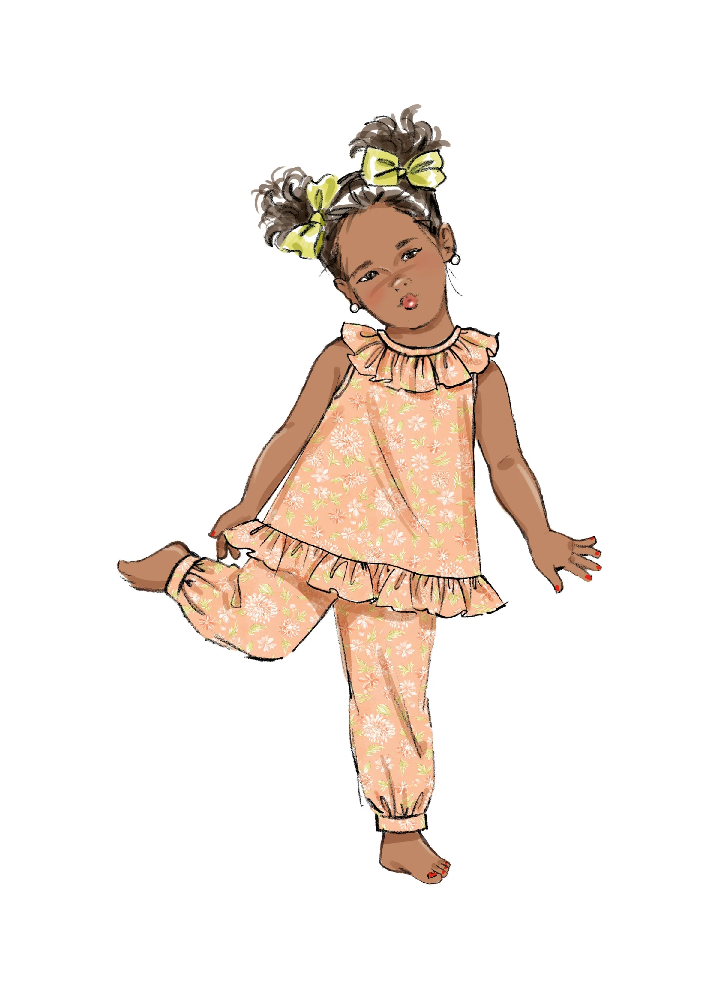 Butterick sewing pattern 6951 Toddlers' Dress, Tops, Shorts, Pants and Kerchief