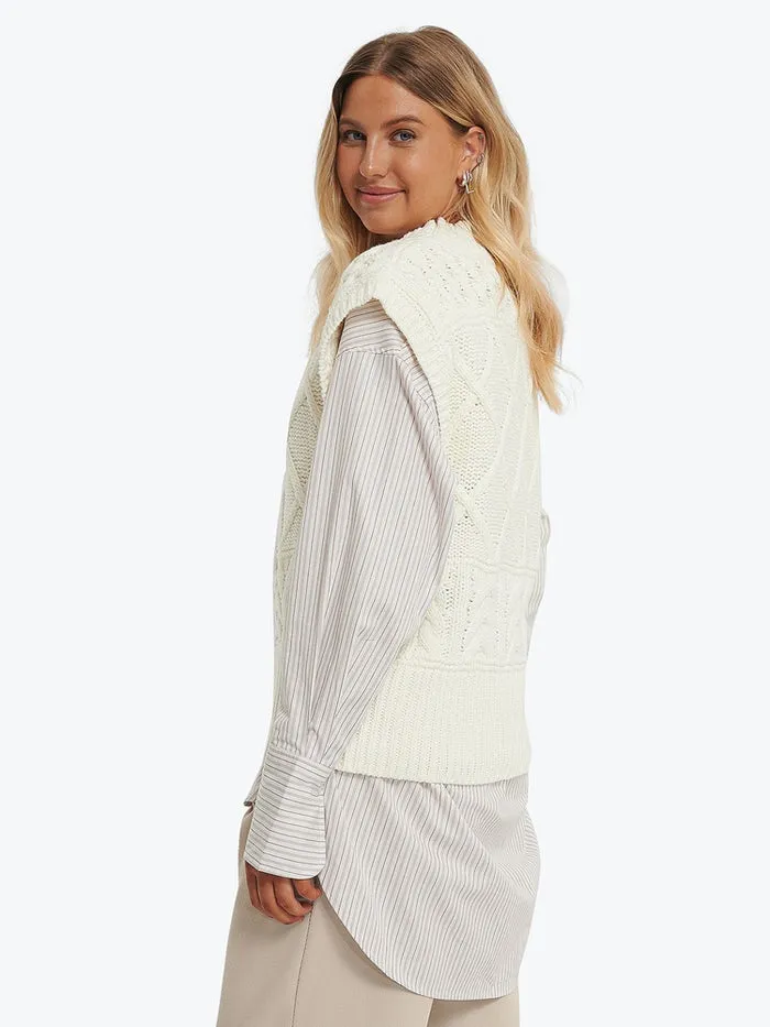 Cable Knitted Vest - Off White