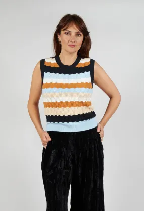 Caillou Knitted Vest in Noir Multi Stripe