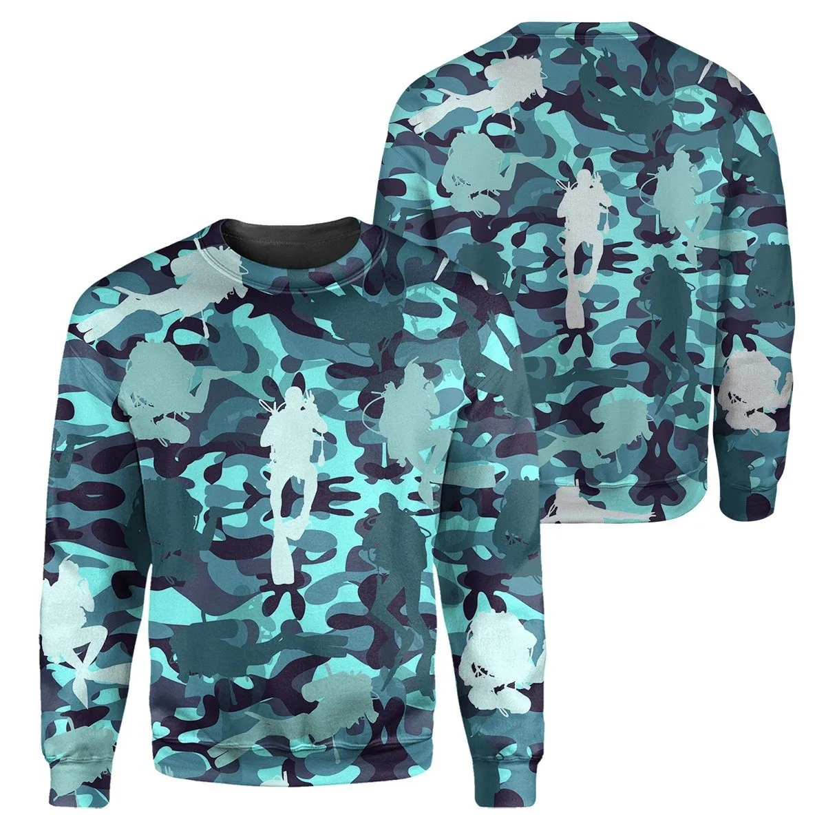 Camo Scuba Diving 3D All Over Printed Long Sleeve Shirt