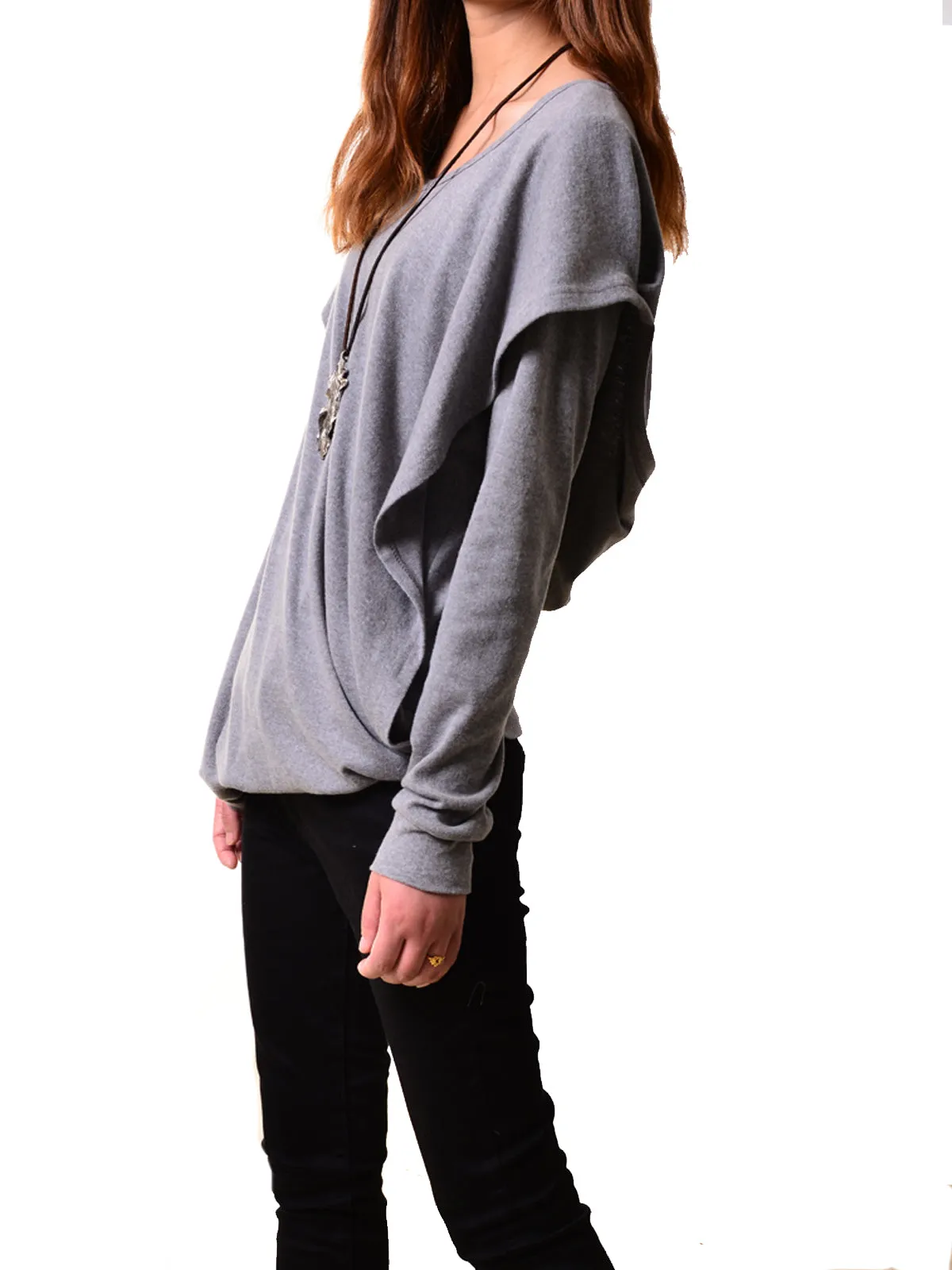 Casual Top/Womens Cotton Hoodie/cotton Top/Oversized Plus size Sweatshirt/Customized T-shirt/Asymmetry clothing/Boho t-shirt/Long Sleeve Shirt(Y3118)