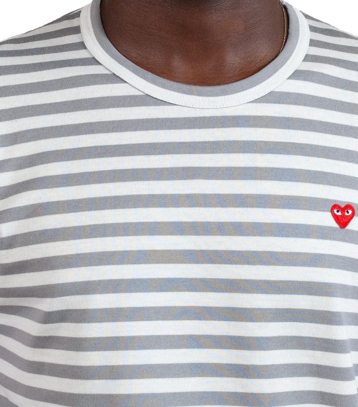 CdG PLAY Bi-Color Striped Long Sleeve T-Shirt Grey