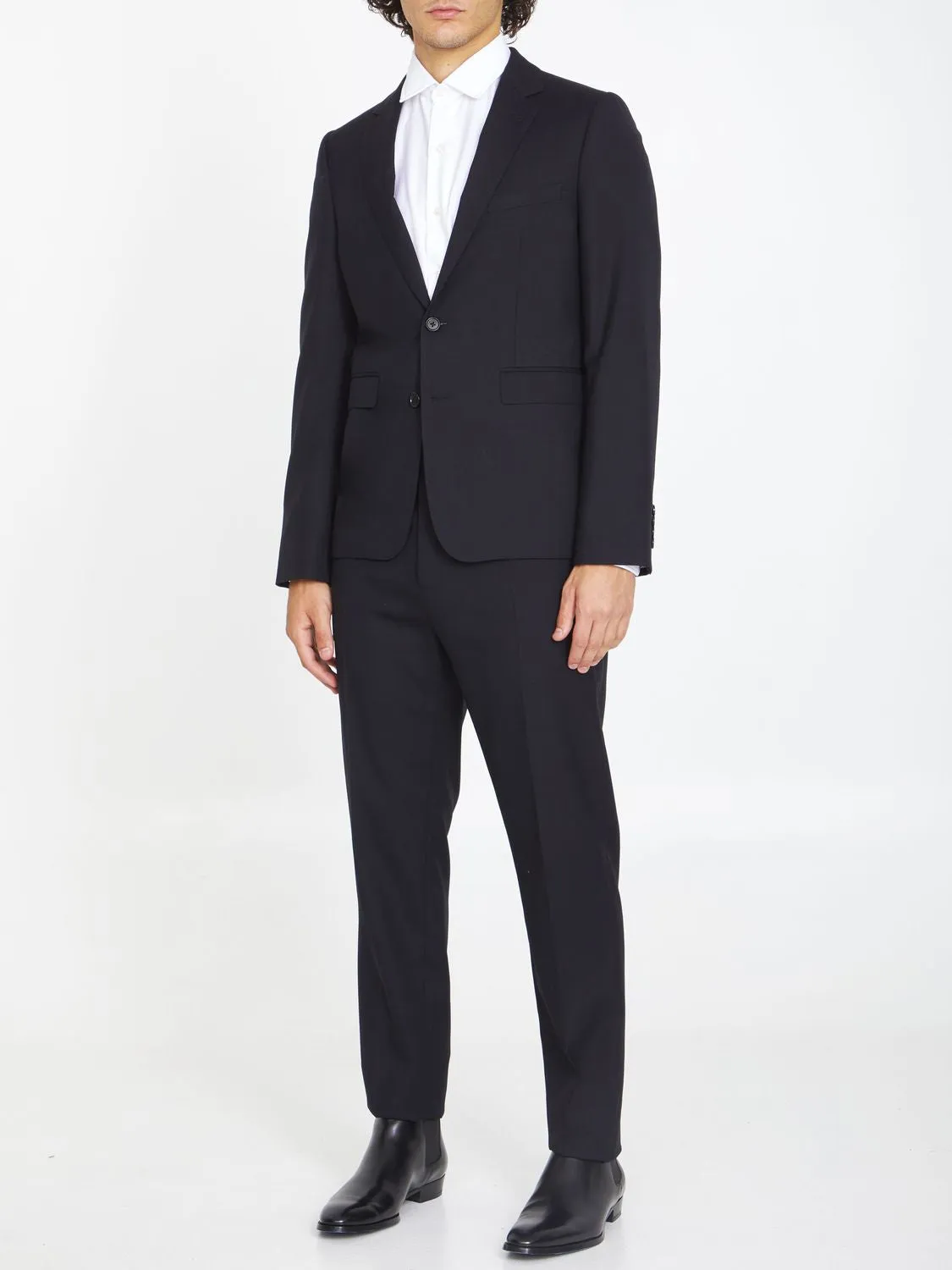 CELINE Men's Black Wool Gabardine Trousers for FW23