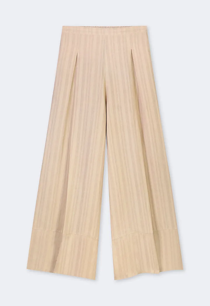 Choice Striped Wide Leg Trousers Beige