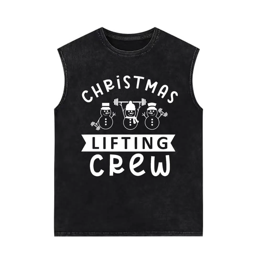 Christmas Lifting Crew Snowman Vintage Washed Vest Top