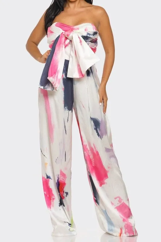 City Scape- Strapless Wide-Leg Jumpsuit